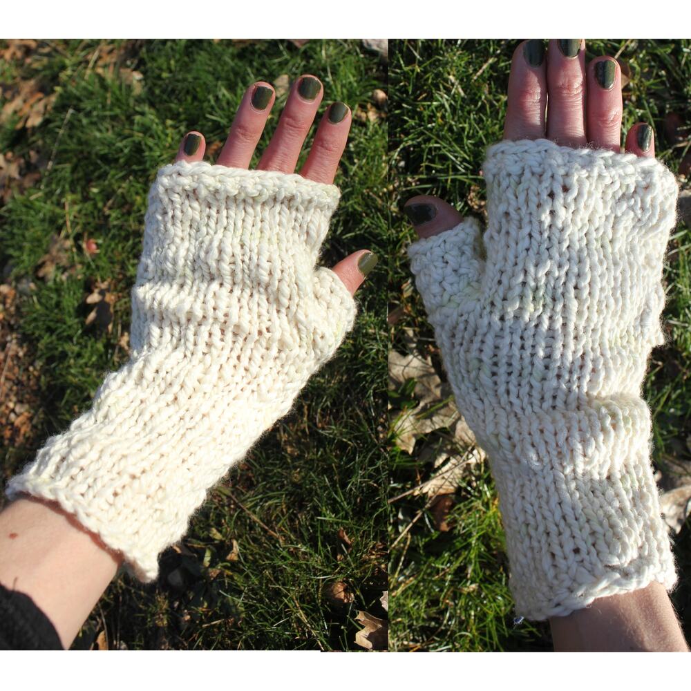 100% Organic Cotton Long White Fingerless Gloves